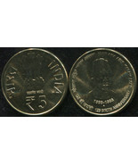 India. 5 Rupees. 2013 (Coin KM#432. Unc) Maulana Abul Kalam Azad - £1.64 GBP
