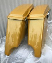 Yellow Pearl stretched saddlebags with hardware 4 harley Davidson 2010 older - £385.44 GBP