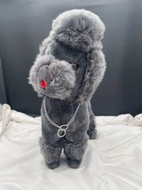 R Dakin Vintage Grey Standard Poodle Plush Standing Gray Poodle Dog Stuffed Toy - $14.52