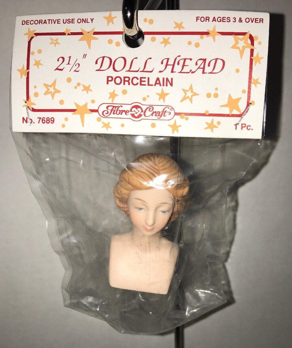 NOS FIBRE-CRAFT 2 1/2" Porcelain Doll Head #7689 UNOPENED - $3.99