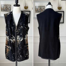 Vintage 70s Carnaby Faux Brindle Fur Longline Zip Vest M L - $54.00