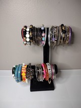 Lot Of Over 40 Bracelets And Bangles Colorful, Silver Tone, Stretch, Sol... - £27.94 GBP