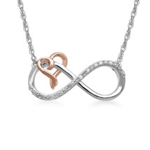 0.11 Ct Real Diamond 14k Two-Tone Gold Over Infinity Heart Pendant Necklace - £75.09 GBP