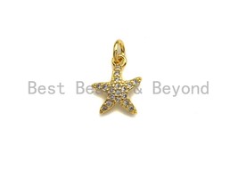 Clear CZ Micro Pave Starfish Shaped Pendant/Charm, Starfish Cubic Zirconia - $2.90