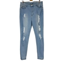 B.O.B Jeans 3X women&#39;s Straight leg skinny denim light wash distressed B... - £13.93 GBP