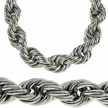 Huge 20mm Silver Tone Thick Hollow Rope 36 Inch Long Necklace Hip Hop Dookie Men - £87.92 GBP