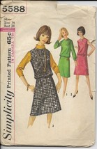 Simplicity 1964 Vintage 5588 Size 14 Misses&#39; 1 Piece Dress Or Jumper - £2.39 GBP