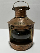 Vintage Tung Woo Copper Brass Nautical Oil  Ship Lantern PORT Hong Kong 9x7 - $79.29