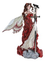 Raven Crow Crimson Red Fairy With Raven Crow Holding Sword Letter Opener... - £78.44 GBP