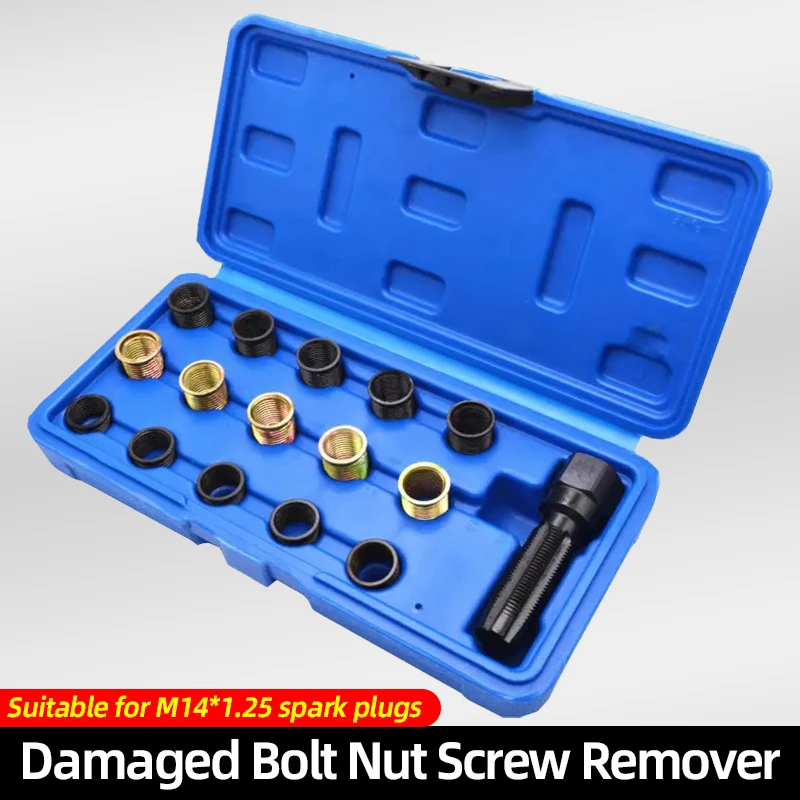 Al car maintance tap tool set automobiles spark plug thread repair kit m14 screw sleeve thumb200