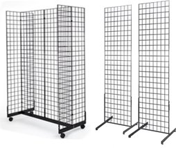 2&#39; x 6&#39; Grid Wall Panel 4-Sided Floorstanding Display Fixture with Gondola Base  - £216.22 GBP