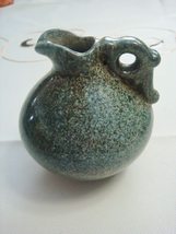 Art Pottery Dark Green Stone Ewer with Handle, Glazed Rare - £23.11 GBP