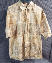 VTG Tori Richard Honolulu Shirt Mens Large Palm Tree Hawaiian Brown Button Down - £22.28 GBP