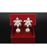 Vintage Majorica Silver Flower Clip-On Earrings with Simulated Pearls | ... - $58.00