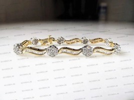 Women&#39;s Bracelet 4.10Ct Baguette Cut Simulated Diamond Gold Plated 925 Silver - £180.43 GBP