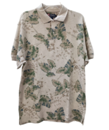 Chaps Ralph Lauren Polo Shirt Mens 2XL Beige Green All Over Leaf Print N... - $33.31