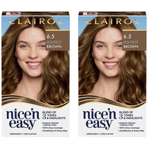 Pack of 2 New Clairol Nice&#39;n Easy Permanent Hair Color, 6.5 Lightest Brown - £23.06 GBP