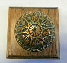 Ornate Brass Doorknob Mounted On Wood Floral Leaves Decorative Home Inte... - £31.93 GBP