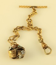 Antique Gold Filled W&amp;SE Victorian Era Pocket Watch Fob Charm Lobster Clasp Clip - £58.33 GBP