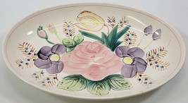 I) Vintage Painted Floral White Porcelain Serving Plate Platter Oval Bowl 16 x11 - £9.34 GBP