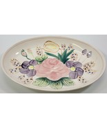 I) Vintage Painted Floral White Porcelain Serving Plate Platter Oval Bow... - £9.45 GBP