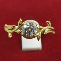 0.70ct Leaf &amp; Vine Certified Moissanite Engagement Ring 14K Yellow Gold Plated - $93.49