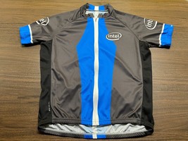 Intel Men’s Gray/Blue Full-Zip Down Cycling Jersey - Primal Wear - XL - £23.51 GBP