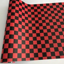 adhesive black white red race checkered flag sticker vinyl wrap car bike motorbi - £50.32 GBP