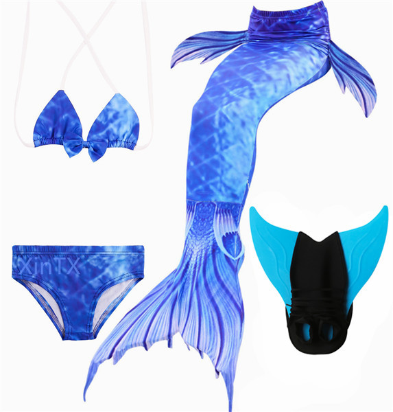 NEW!Kids Mermaid Tail With Monofin Fancy Girl Swimsuit Bikini Costume Beach Wear