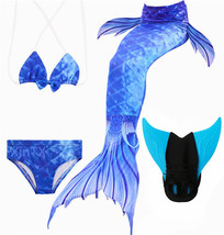 NEW!Kids Mermaid Tail With Monofin Fancy Girl Swimsuit Bikini Costume Beach Wear - £15.97 GBP