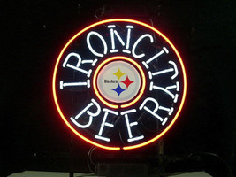 New Iron City Beer Pittsburgh Steelers Go steelers NFL Neon Sign 24&quot;x20&quot; - £204.87 GBP