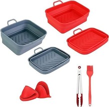 Collapsible 6-Pack Air Fryer Silicone Liners for 8QT &amp; 10QT NINJA Foodi Dual Air - £18.75 GBP
