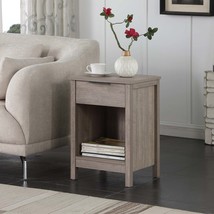 Rustic Grey Nightstand End Side Table Drawer Shelf Bedroom Living Room - $109.69 CAD