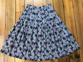 Vtg 90s Laura Ashley Cotton Wool Cottagecore Floral Pleated Midi Skirt 12 30&quot; - £98.32 GBP
