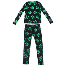 Minecraft Creepers All Over Youth 2-Piece Pajama Set Black - £11.98 GBP