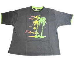 Vintage Florida Mens T Shirt Size Large Black/green Double Layer Palm Trees - £11.00 GBP