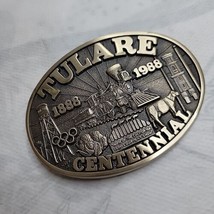 Vintage 1980s Tulare CA Centennial Belt Buckle Sold Brass World Ag Expo Rare - £55.38 GBP
