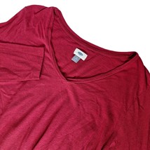 Old Navy Women&#39;s T Shirt Relaxed Plus Size 2X Solid Maroon Red Long Sleeve - £19.41 GBP