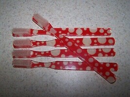 Set Of 5 Alan Stuart Rare Vintage Toothbrushes - Red With White Circles - Nos! - £10.15 GBP