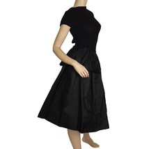 VTG 1940s Black Silk Taffeta Ruffled Bubble Skirt 3 Layer Peplum Waist 2... - $138.55