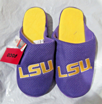 NCAA LSU Tigers Logo on Mesh Slide Slippers Dot Sole Size M by FOCO - £22.77 GBP