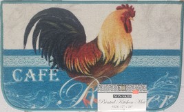 PRINTED KITCHEN NYLON RUG (nonskid)(17&quot;x28&quot;) CAFE ROOSTER, Blue, D Shape... - £14.80 GBP
