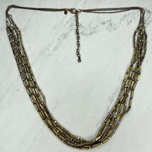 Chico&#39;s Gold Tone Multi Strand Beaded Necklace - £7.81 GBP