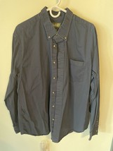 Eddie Bauer  Button Up Men&#39;s Size XL Navy Blue Long Sleeve Shirt Soft - £11.76 GBP