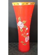 Red Glass Vase From Japan, Hand-Painted, Gilded - €30,24 EUR