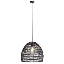 Black 1-Light Woven Light Vintage Boho Rattan Hanging Lamp Cage Style Ceiling Bo - $123.74