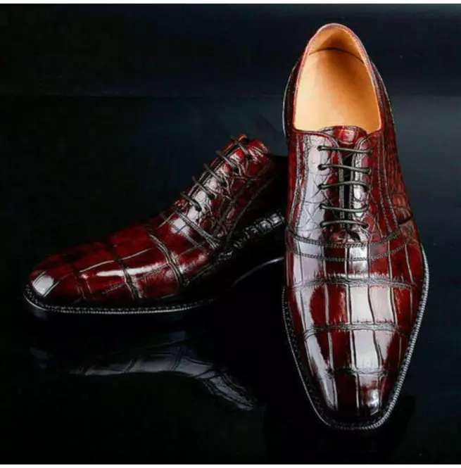 New Men Elegant Maroon Alligator Pattern Leather Formal Lace Up Business... - $149.99+