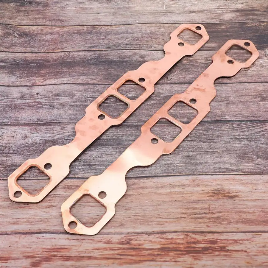 2pcs Square Port Copper Plating Header Exhaust Gaskets Reusable Fit for SBC Ch - £16.69 GBP