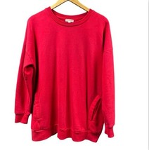 Zenana Outfitters Sweatshirt Women XL Red Loose Fit Oversized Side Pockets - $21.16