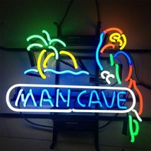 New Man Cave Parrot Palm Tree Beer Poster Lager Bar Neon Sign 17&quot;x14&quot; - £105.39 GBP